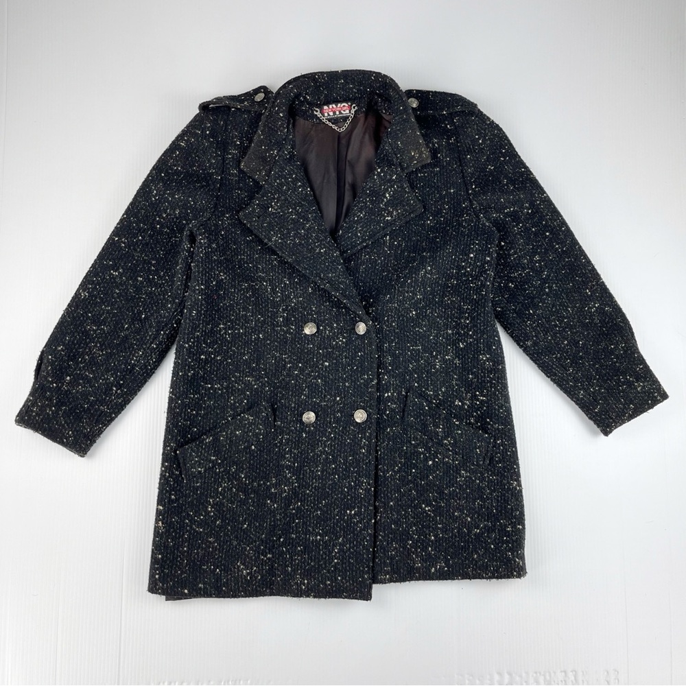 Vintage New York Girl Black Long Sleeve Double Breasted Jacket Coat Top